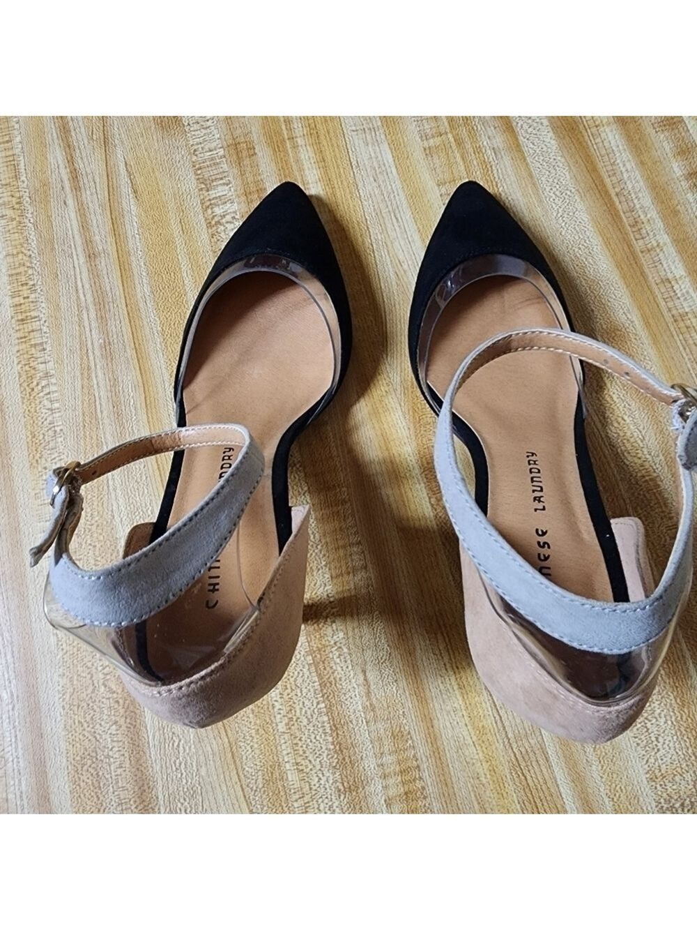 Chinese Laundry Only You Black and Nude Lucite Kitten Heels - Picture 5 of 7